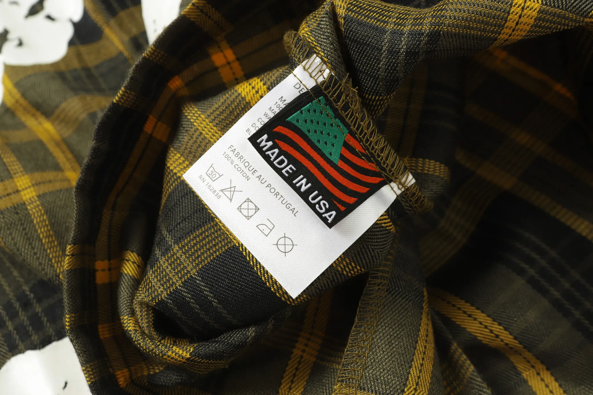 P136 383 DENIM TEARS kapok European and American fashion brand high-quality plaid long-sleeved shirt set Color Red Gray Yellow Size S-XL